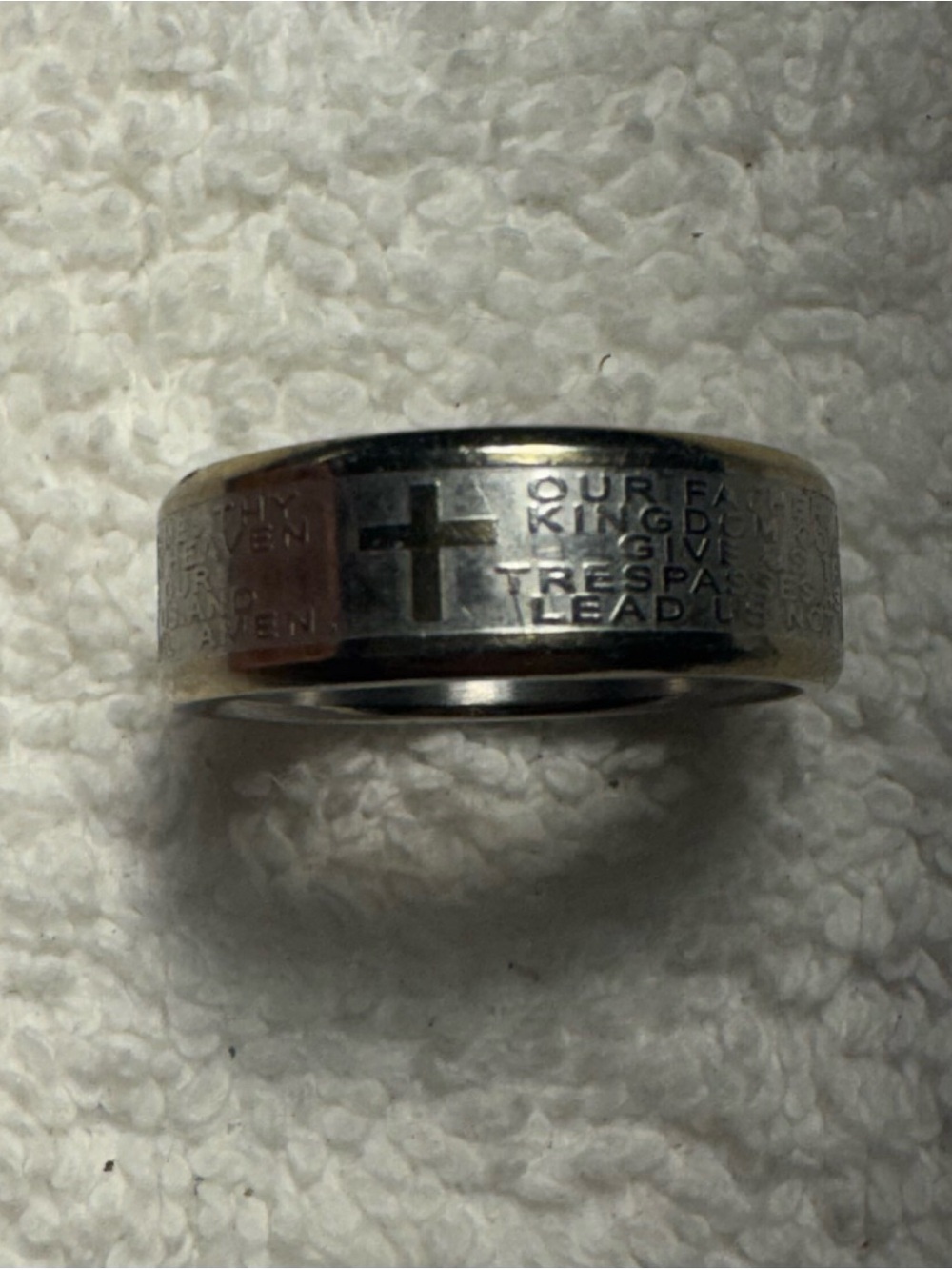 Lords Prayer Men Stainless Steel Ring, Wedding Band